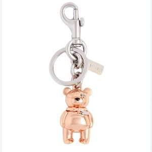 Coach Rose Gold Bear Charm Keychain NWT